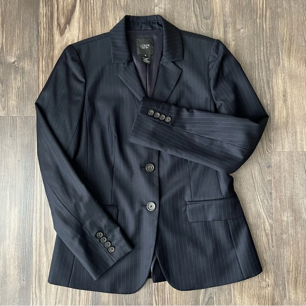 J.Crew Super 120s Wool Pinstripe 2-Button Blazer - Picture 2 of 16